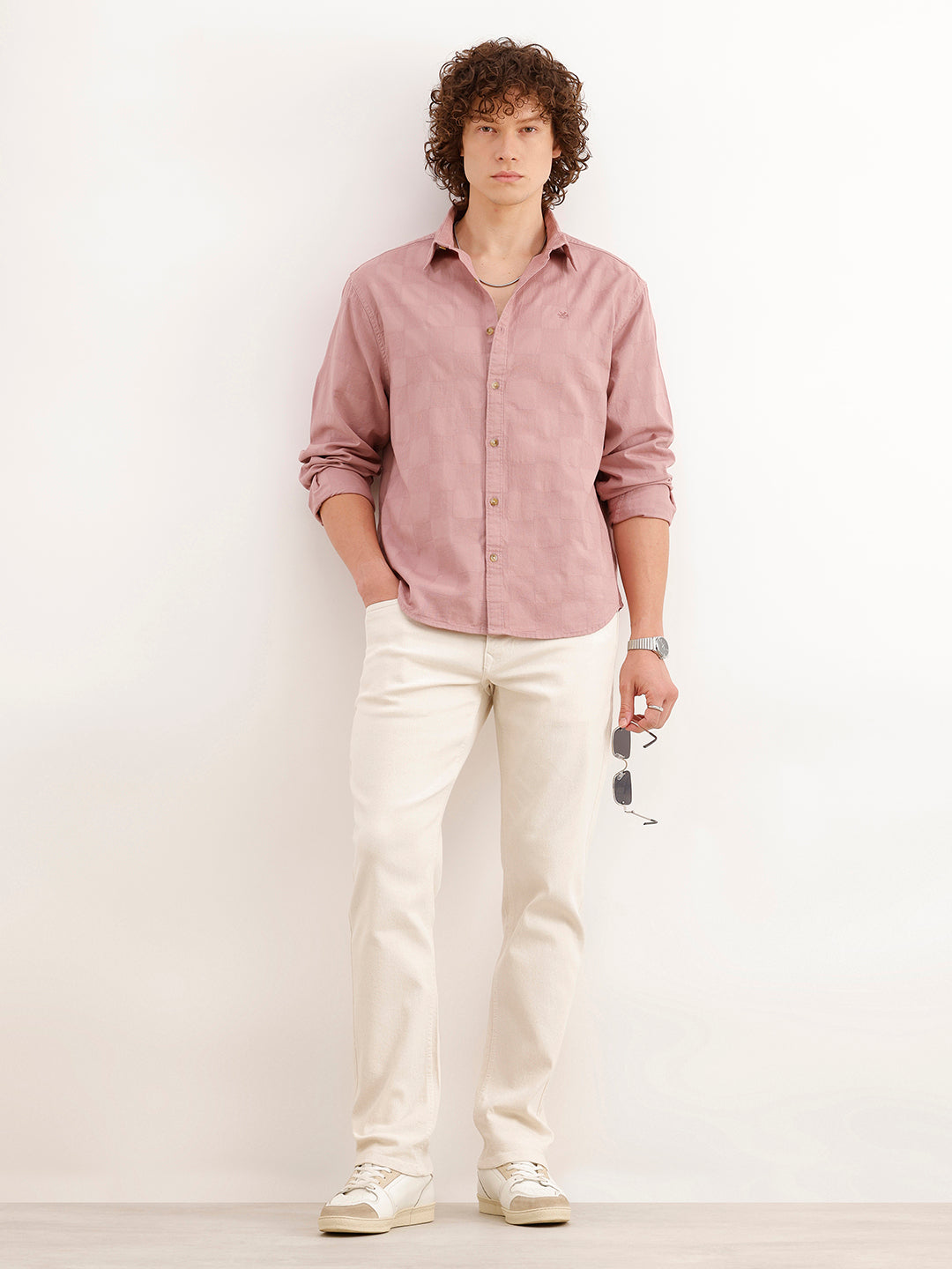 Comfort Fit Textured Shirt | Pink