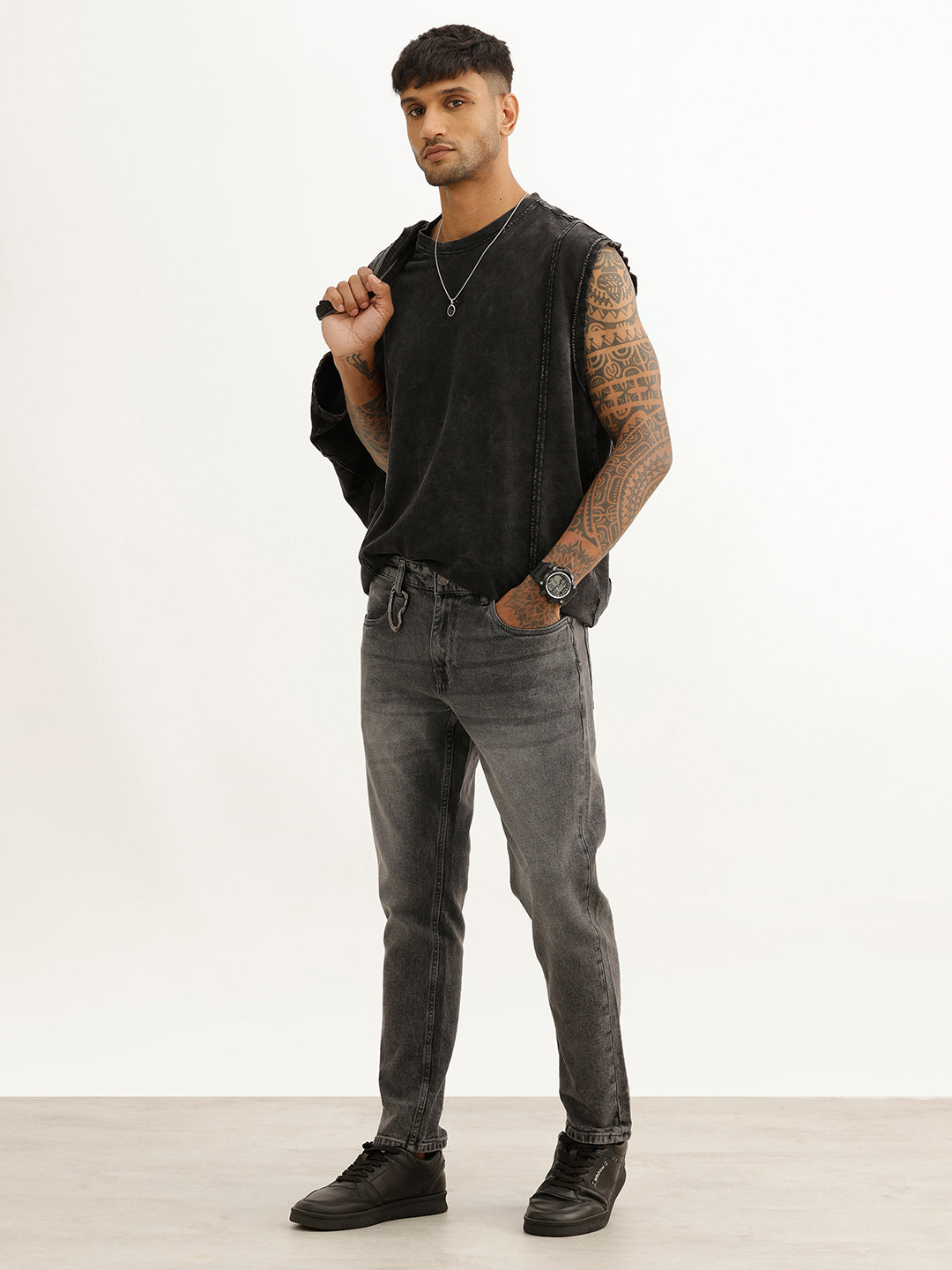Washed Slim Crop Fit Denim Jeans | Grey