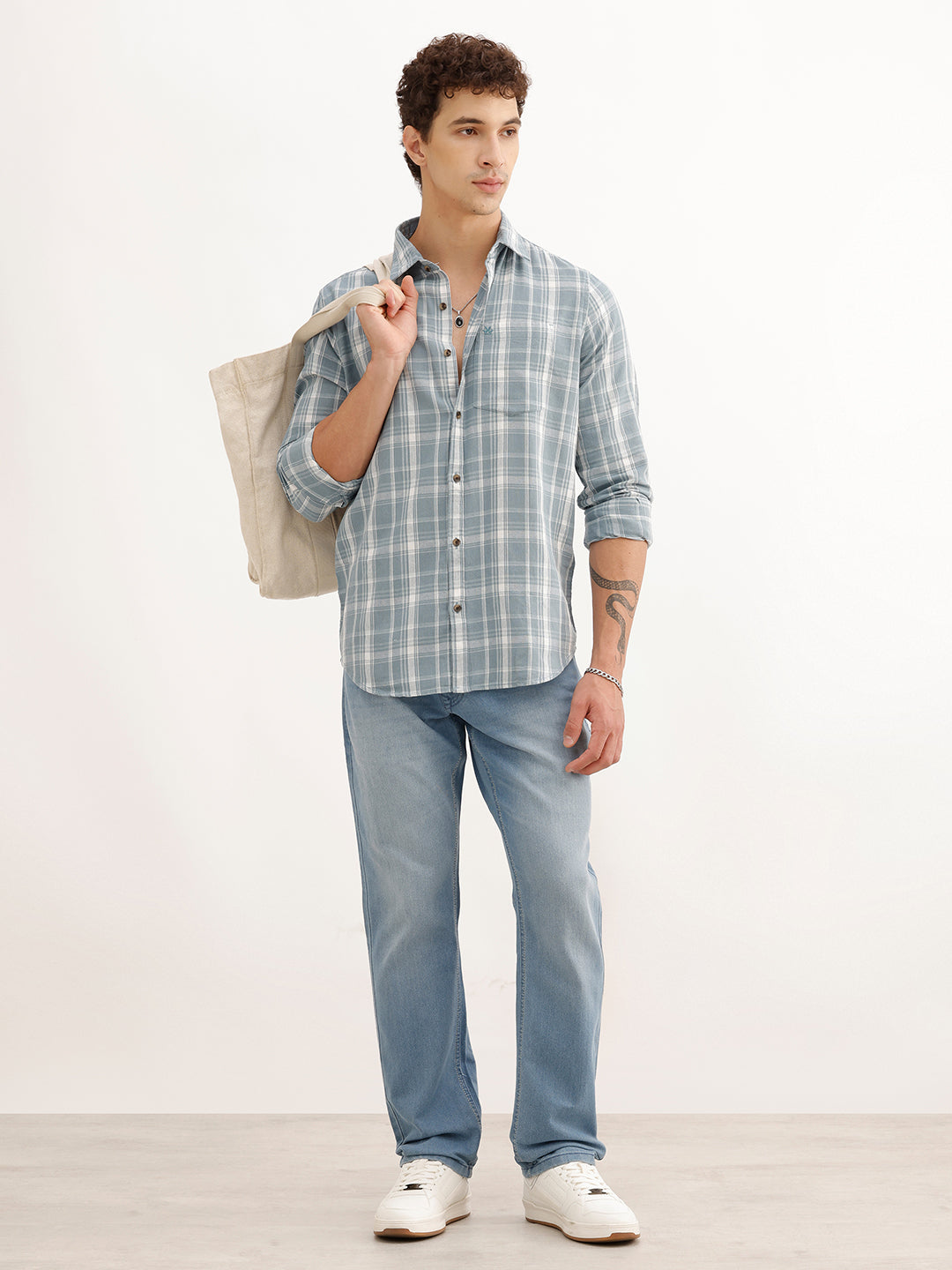 Regular Fit Checkered Shirt | Teal