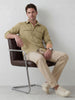 Men's casual double pocket slim fit shirt | Khaki