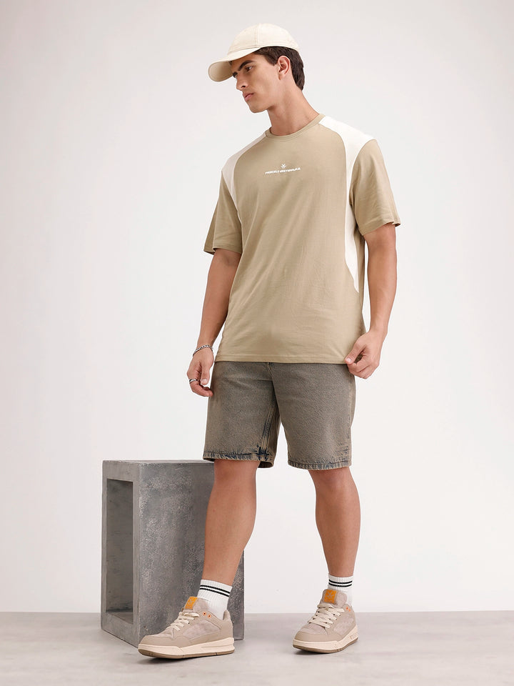 Oversized Cut & Sew T-Shirt | Khaki