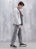 Men Casual Anti Fit Jeans With Embroidery  | Grey