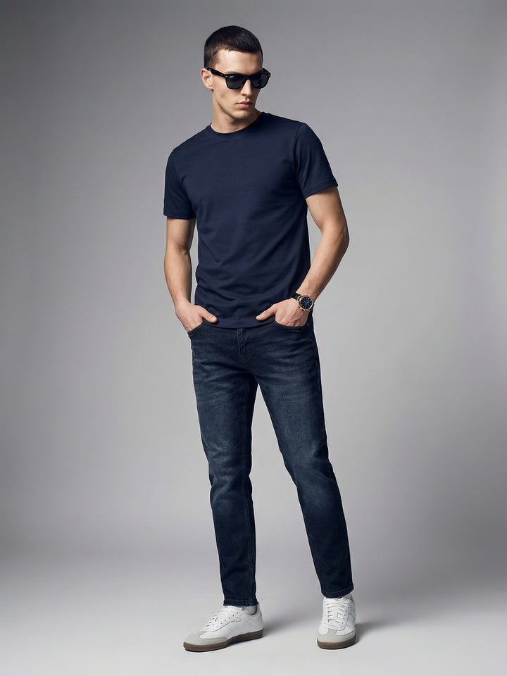 Skinny Crop Faded Denim Jeans | Blue