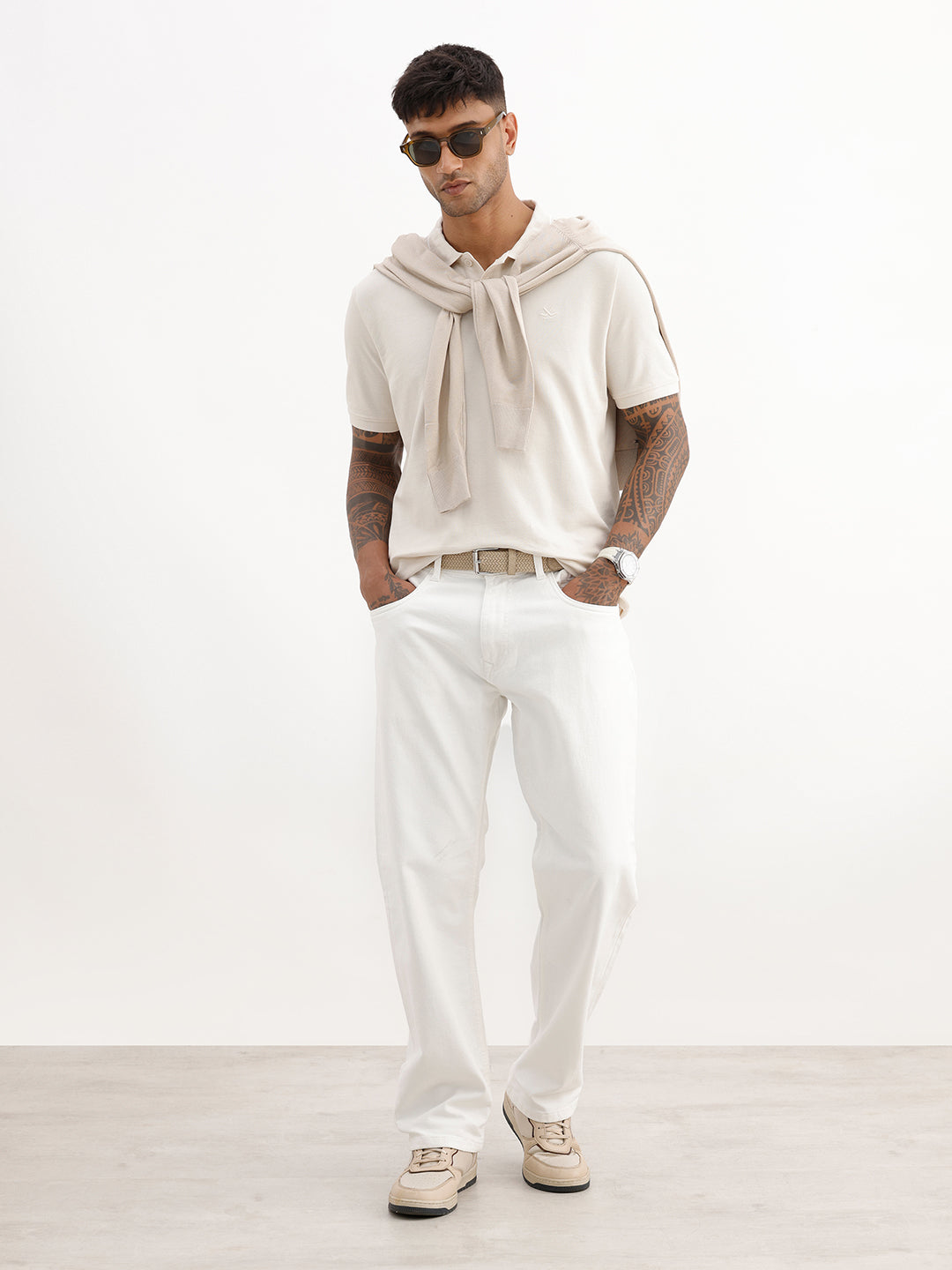 Solid Anti Fit Denim Jeans | White