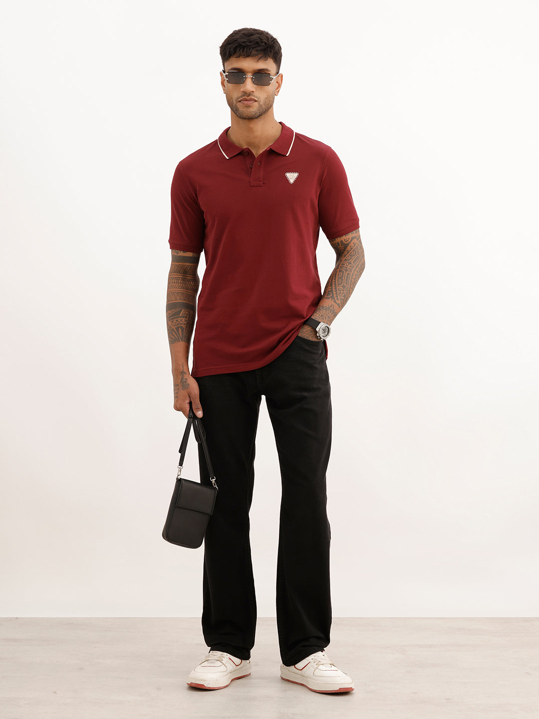 Slim Fit Tipping Collar Polo T-Shirt | Maroon
