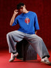 Men’s samurai mask graphic oversized T-shirt | Blue