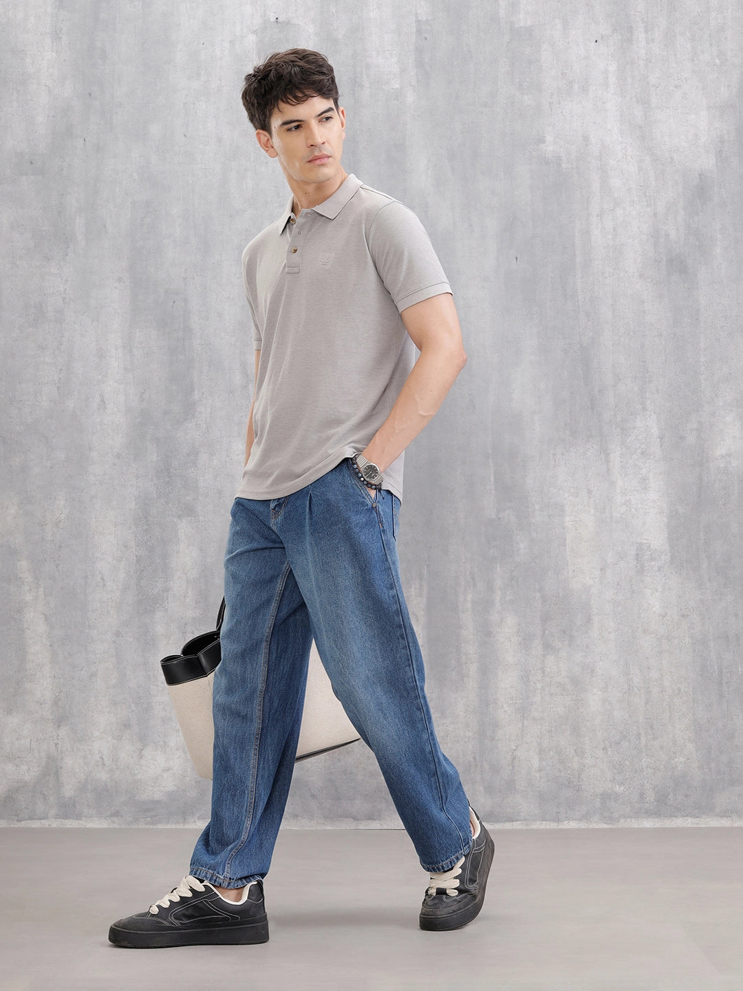 Solid Slim Fit Polo T-Shirt | Grey