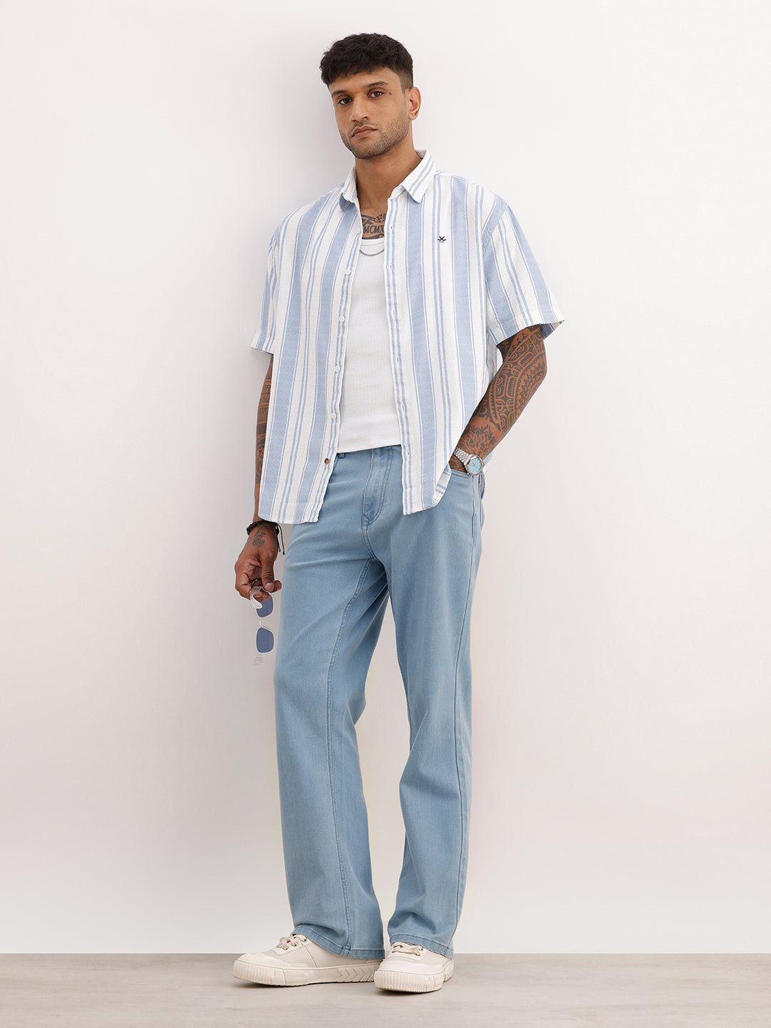 Classic Textured Stripe Shirt | Blue
