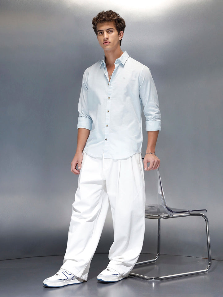 Tailored Slim Fit Casual Shirt for Men | Light Blue