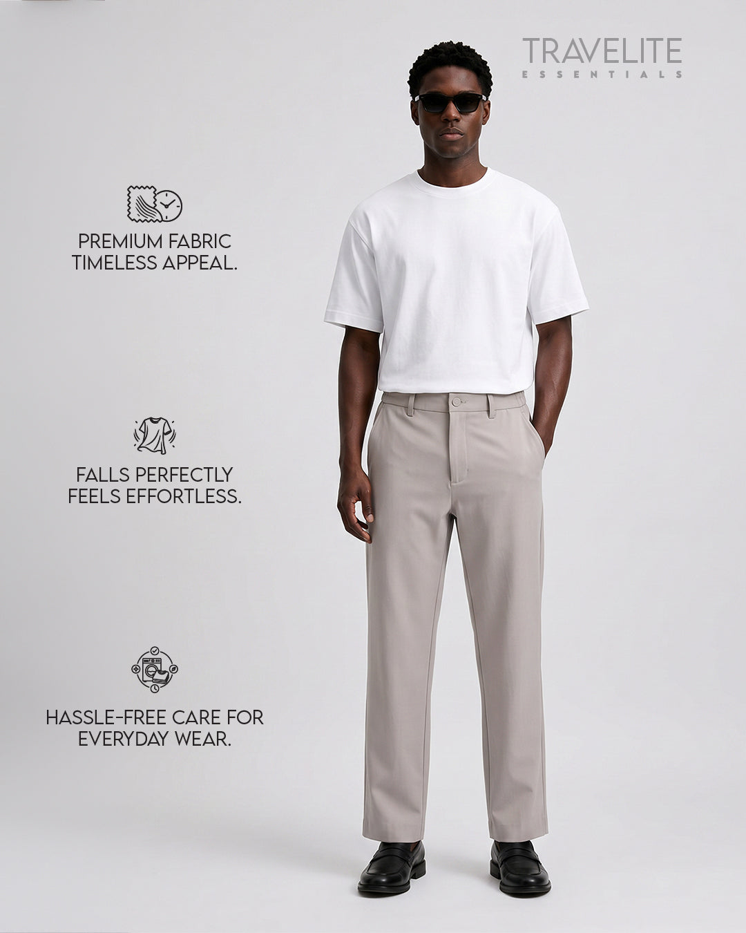 Travelite Straight Fit Trousers | Essential |  Khaki