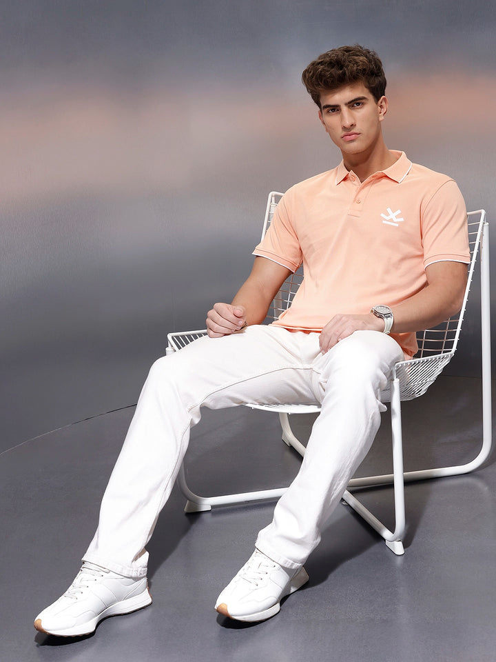 Solid Slim Fit Polo T-Shirt  | Orange