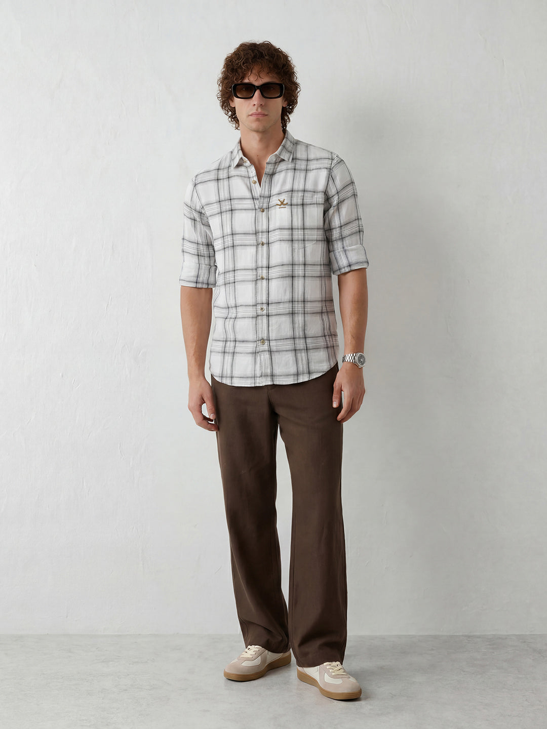Regular Fit Checkered Shirt | White