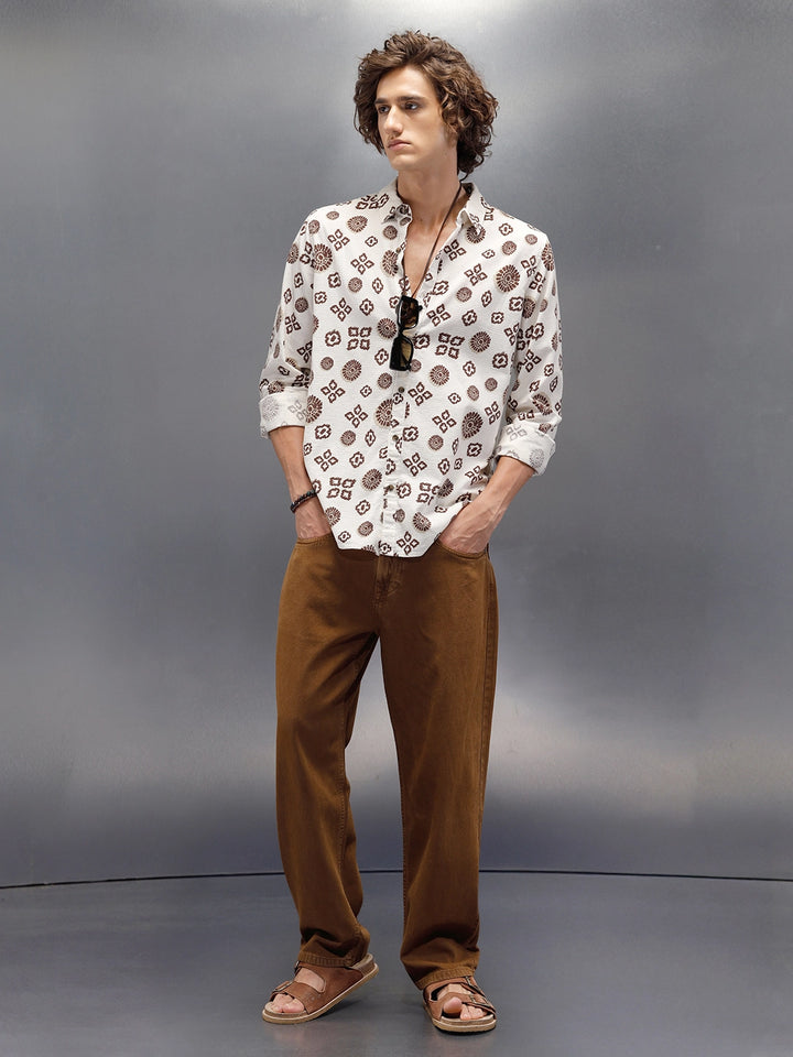 Men’s Loose Fit Washed Denim | Khaki