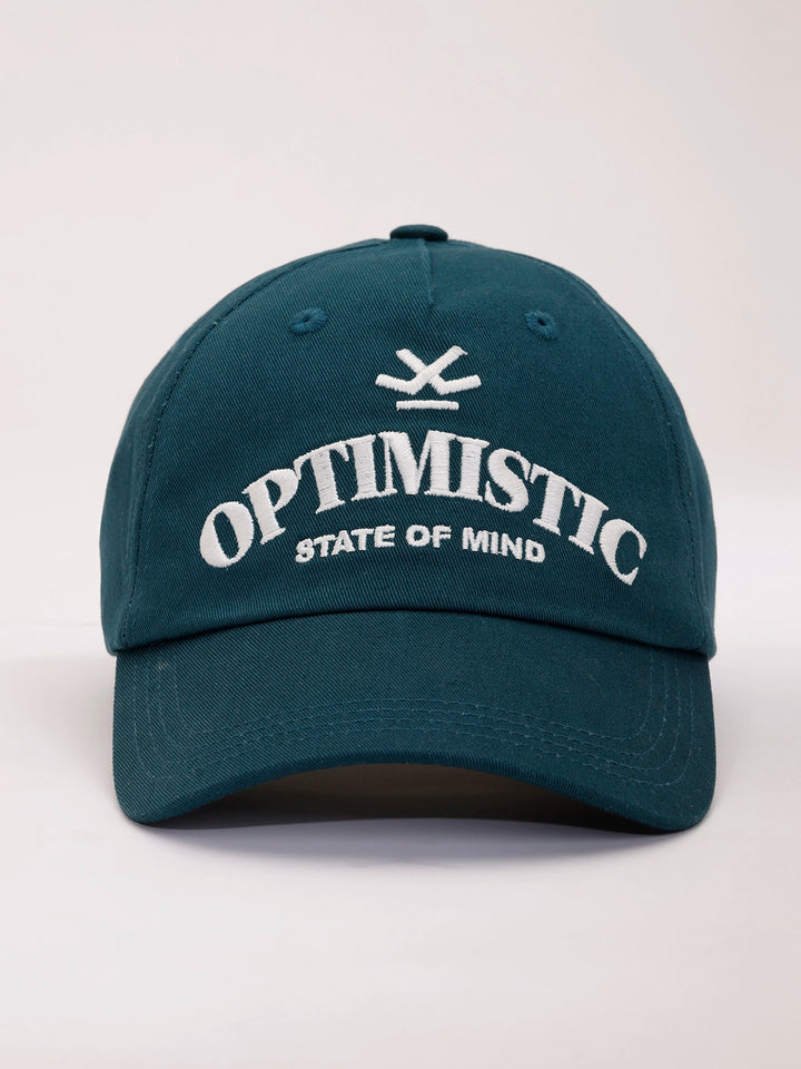 Embroidered "Optimistic" Graphic Cap | Teal