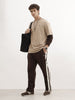 Relaxed Fit Single Double Strip Jogger | Brown