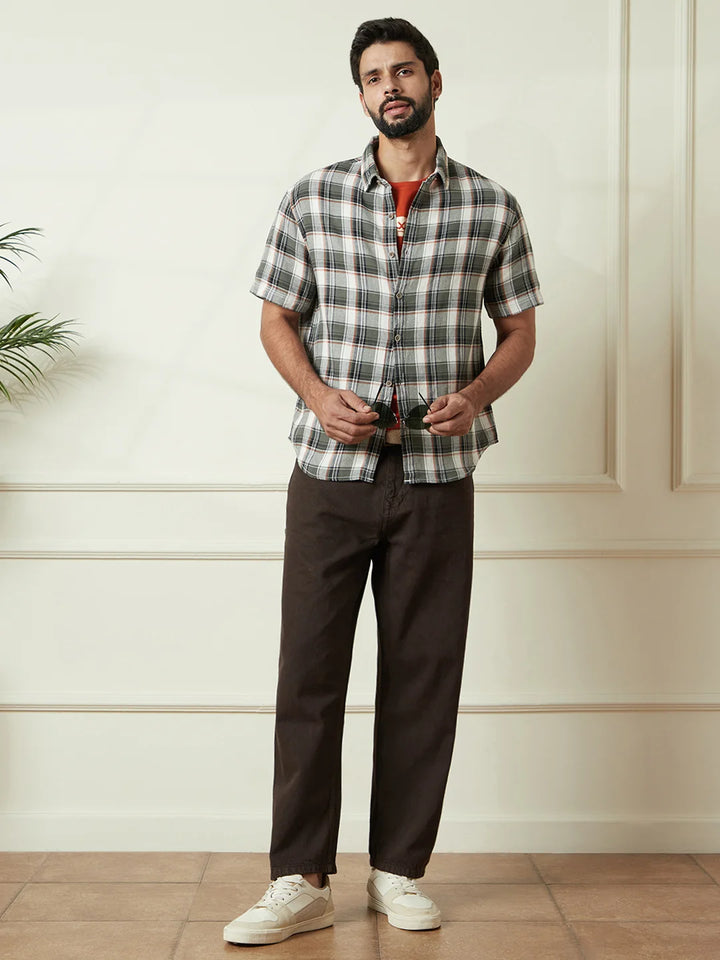 Checkered Open Dobby Shirt | Green