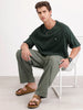 Solid Oversized Ragland Crew Neck T-Shirt | Dark Green