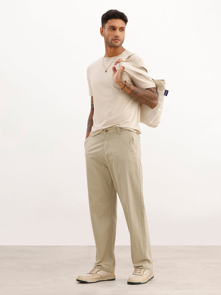 Classic Solid Loose Fit Trouser | Beige
