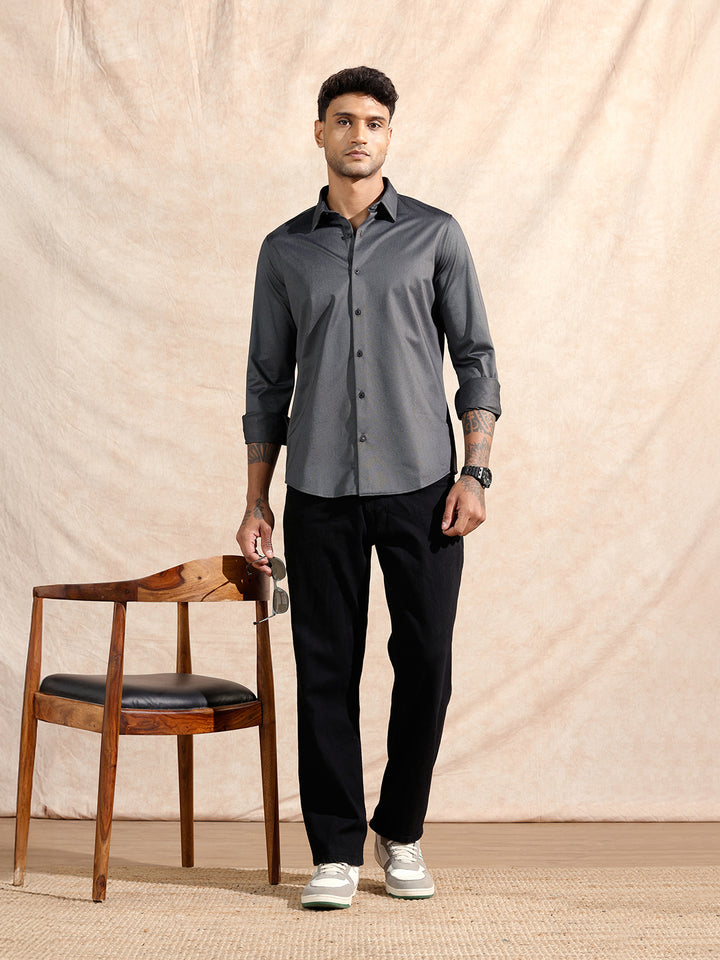 Solid Stretch Slim Fit Shirt | Black