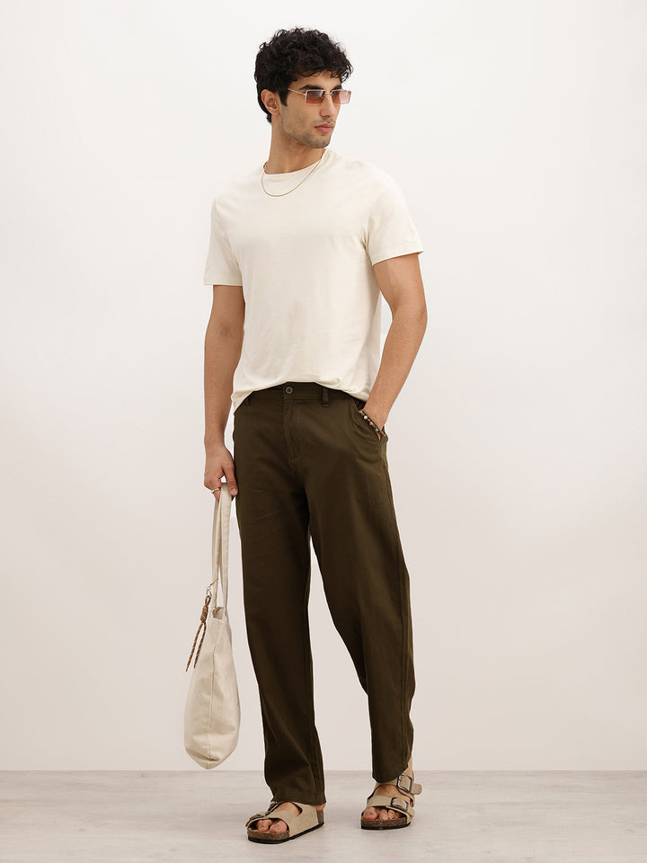 Solid Loose Fit Trouser | Olive