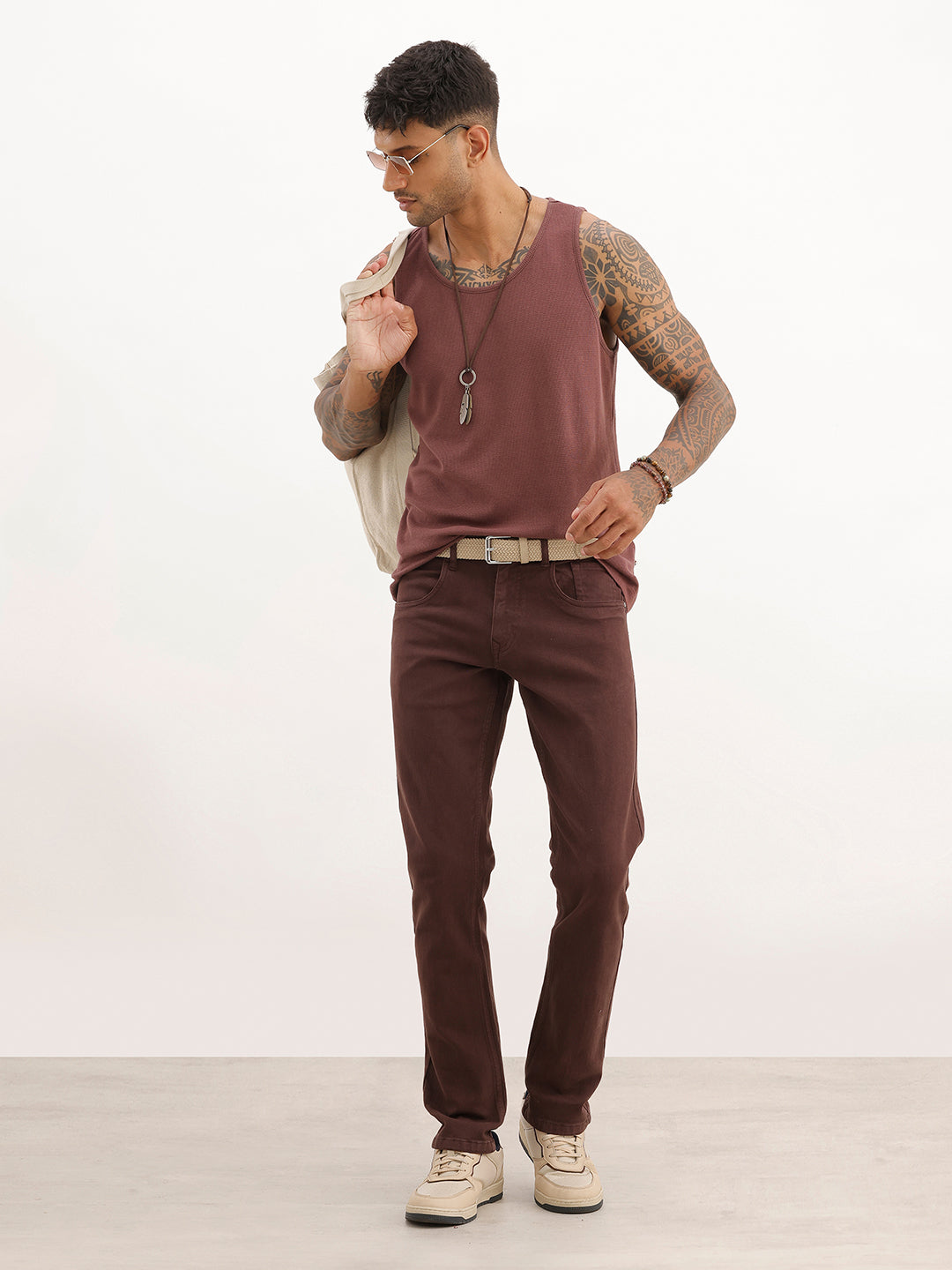 Solid Straight Fit Denim Jeans | Brown | WJN0100SR2424M