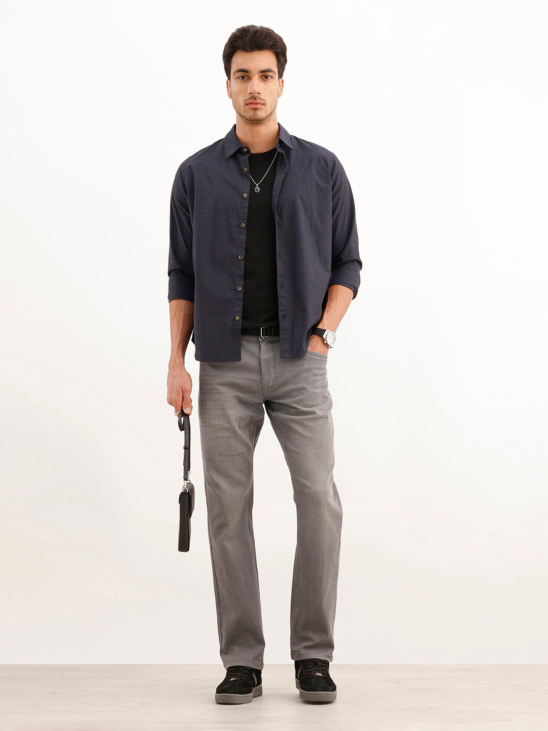 Subtle Wash Straight Fit Denim Jeans | Grey