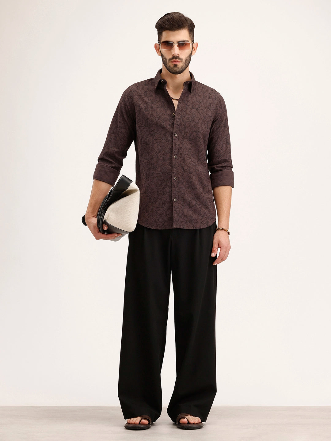 Textured Regular Fit Shirt | Brown
