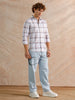 Printed Notebook Checked  Shirt | White