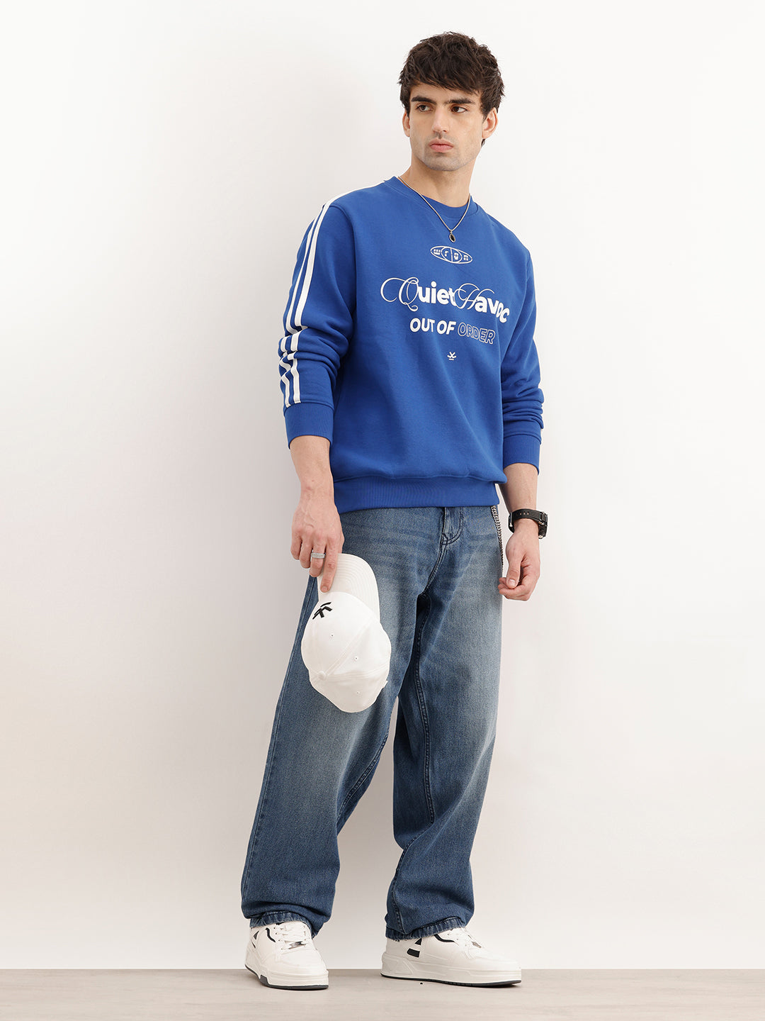 Regular Fit Placement Printed Sweatshirt | Blue | WSS02FSRE1033W