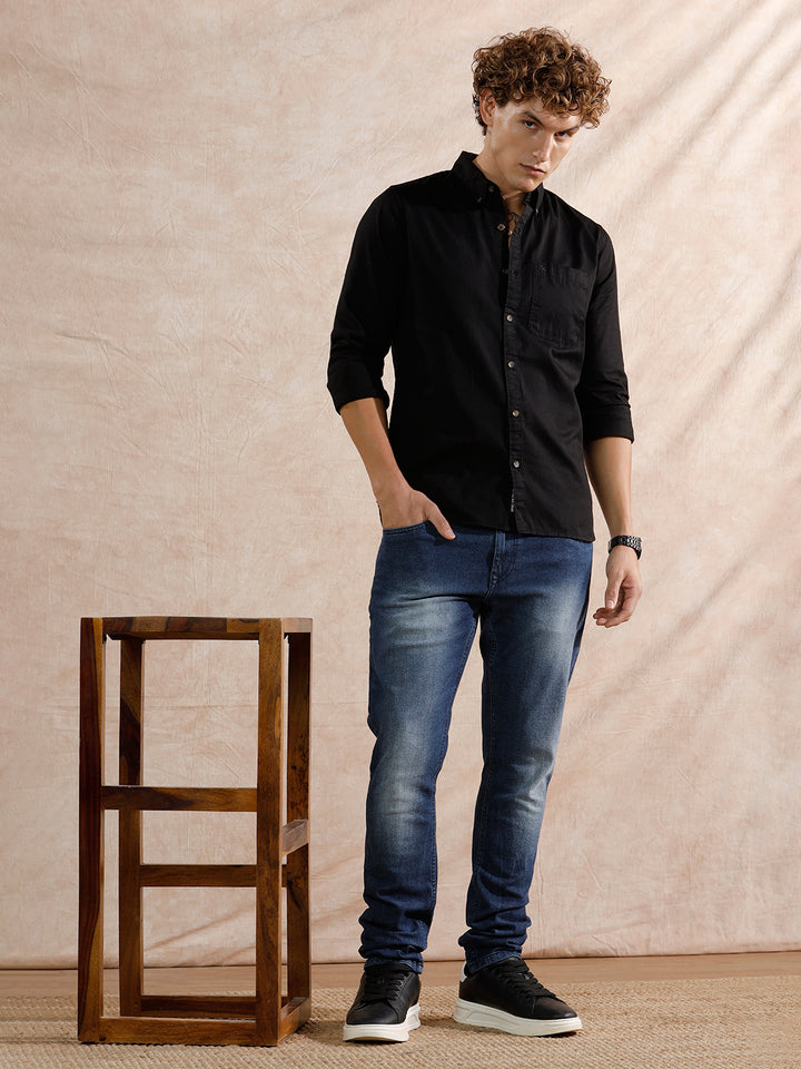 Solid Heavy Fade Slim Fit Jeans | Blue