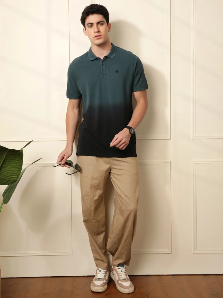 Washed Slim Fit Polo T-Shirt in Teal