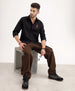 Slim Fit Placement Printed Shirt | Black