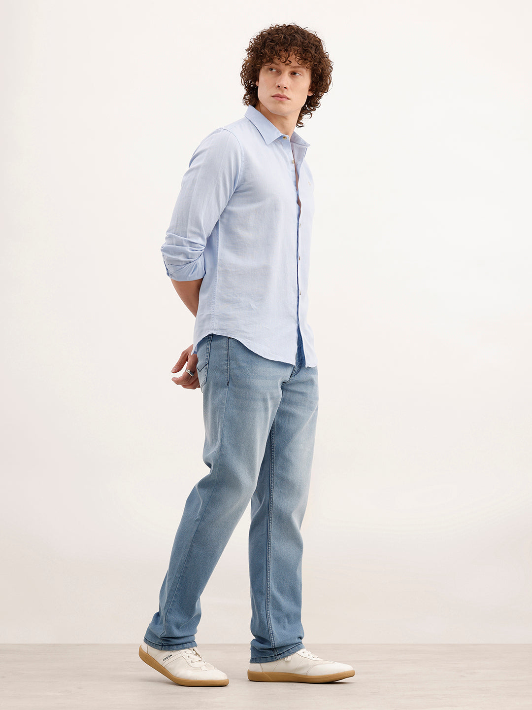 Straight Fit Faded Denim Jeans  | Light Blue