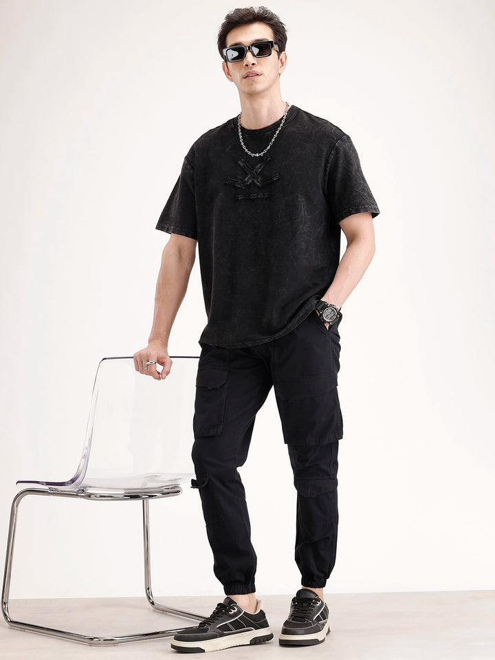 Classic Relaxed Fit Cargo Joggers | Black