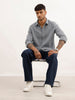 Slim Fit Textured Striped Full Sleeve Shirt | Grey