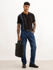 Regular Fit Cut & Sew Polo T-Shirt | Black