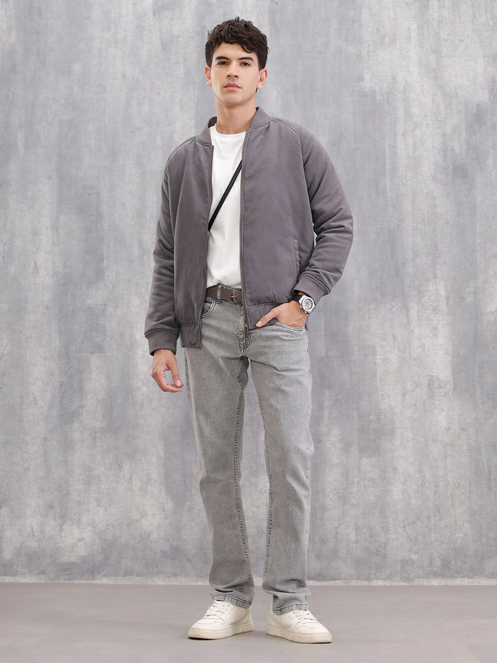 Suede Bomber Jacket I Grey – Wrogn