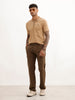 Solid Straight Fit Pleated Trouser | Olive