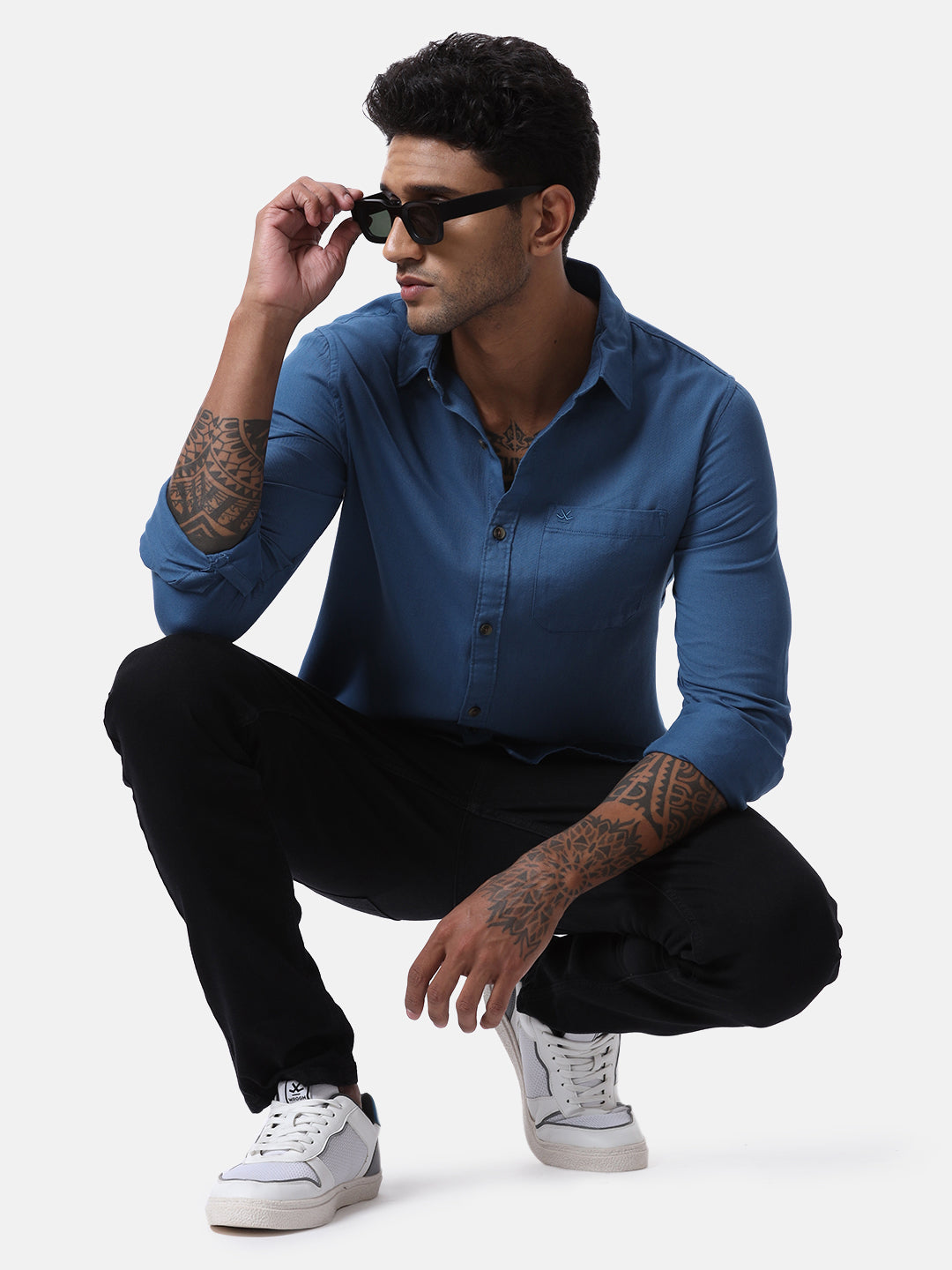 Solid Blue Casual Shirt