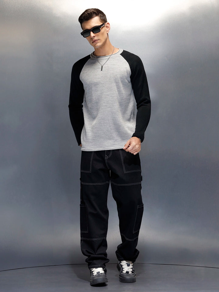Men’s Textured Colorblock Pullover  | Grey