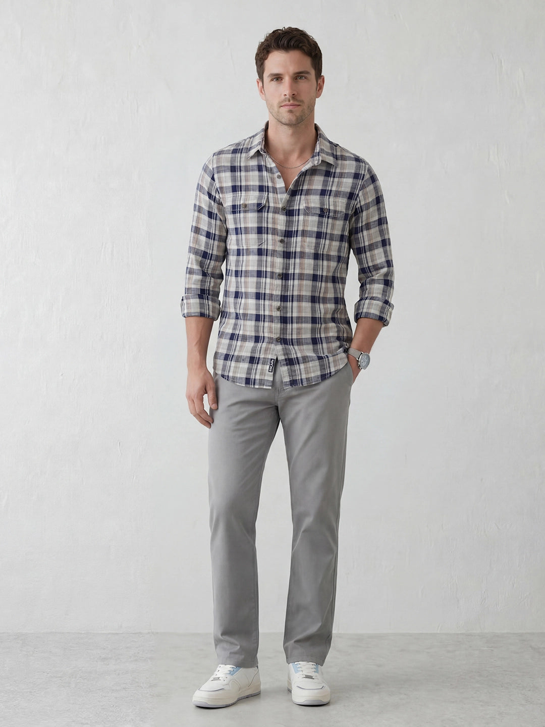 Slim Fit Checkered Shirt | Blue