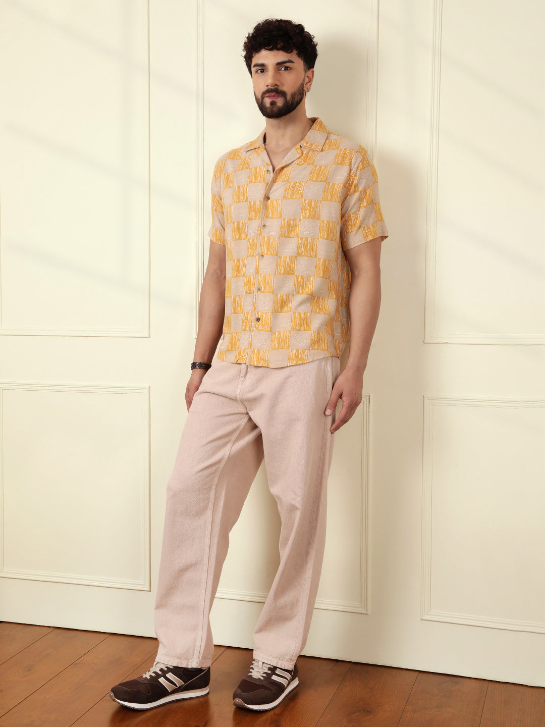 AOP Fluid Viscose Shirt | Yellow