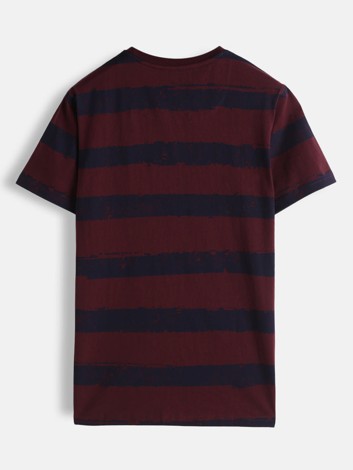 Casual Stripes Slim Fit T-Shirt | Red