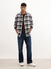Slim Fit Flannel Full Sleeve Shirt | Navy Blue