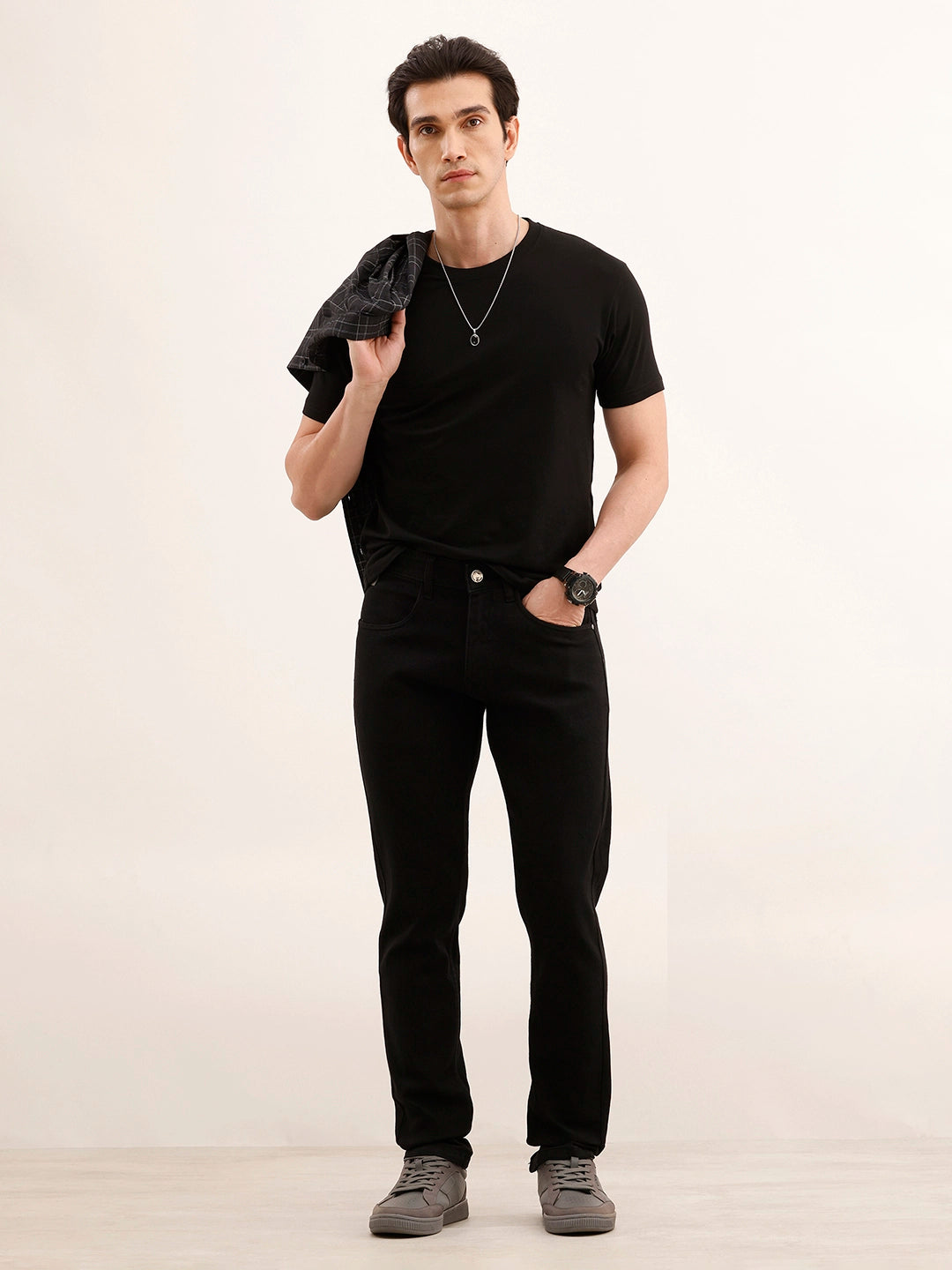 Solid Slim Fit Denim Jeans | Black
