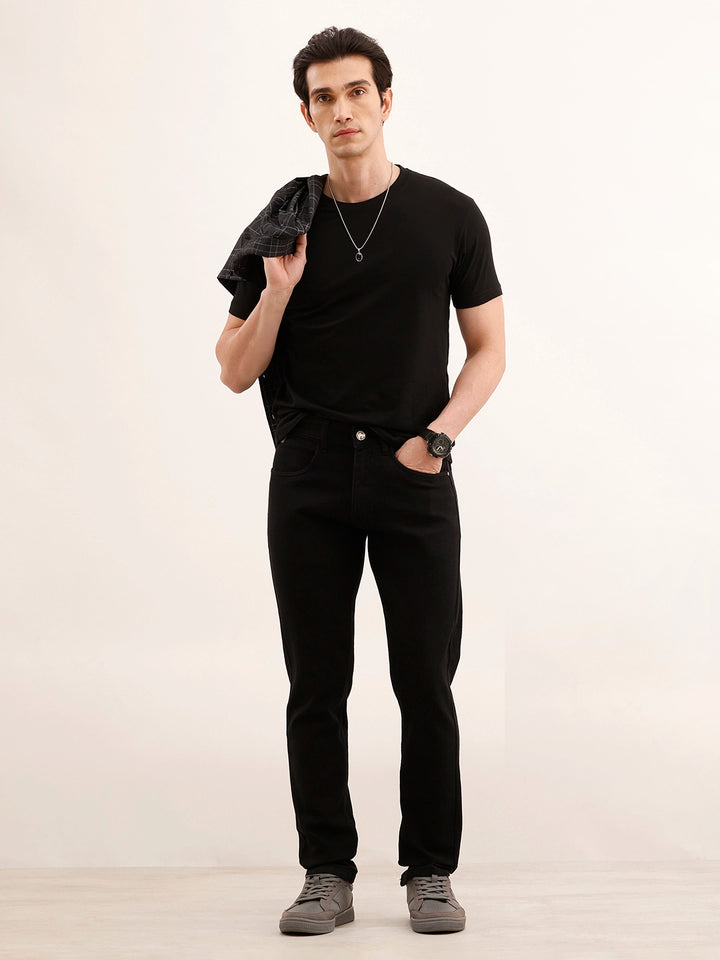 Solid Slim Fit Denim Jeans | Black