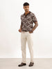 Slim Fit Jacquard Polo T-Shirt | Brown