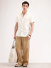 Slim Fit Textured Half Sleeve Shirt | Yellow