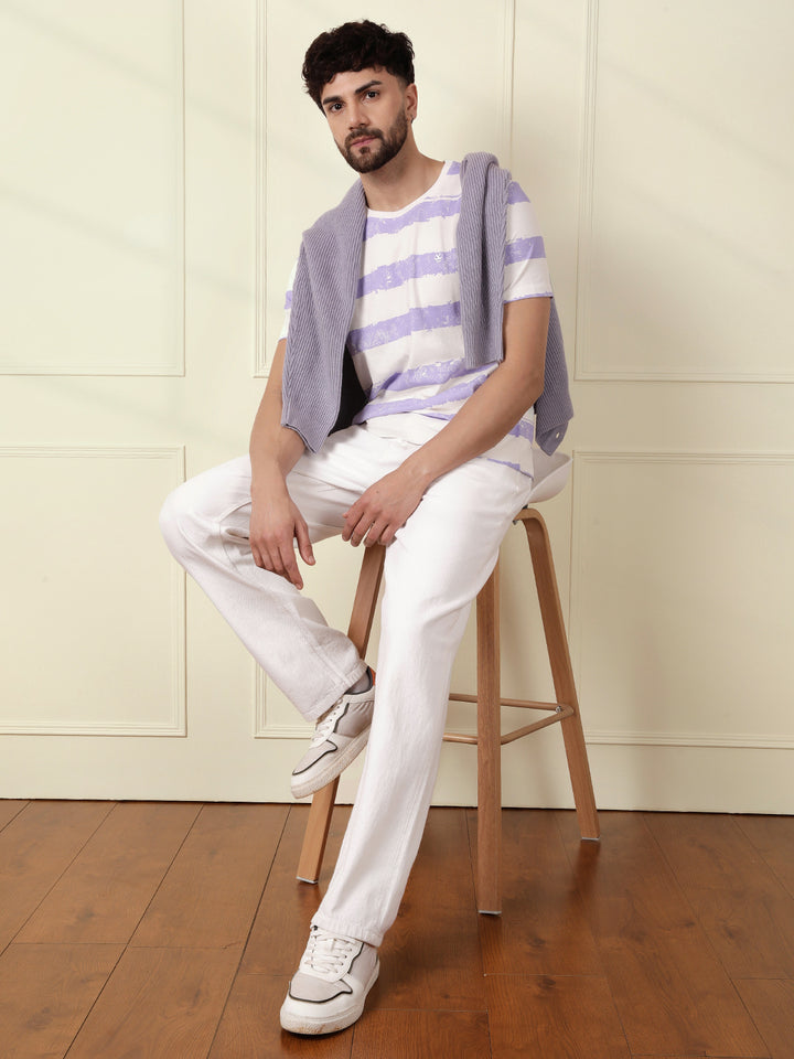 Casual Slim Fit Striped T-Shirt | Off White
