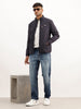 Solid Regular Fit Puffer Jacket | Navy Blue